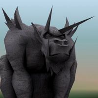 Sitting Gargoyle Sculpture 3D Model