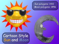 Cartoon Style Sun And Moon 3D Model