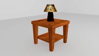Old style Lamp and Stool 3D Model