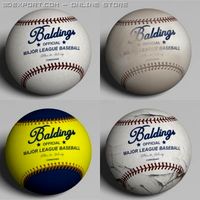 4 Low Polygon Baseballs 3D Model
