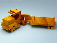3d model of wood toy truck and low trailer 3D Model