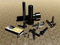 A set of different screw bolts with matches 3D Model