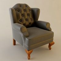 Wing Chair Tufted Back 3D Model