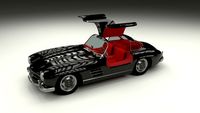 Rigged Mercedes 300SL Gullwing with Interior 3D Model