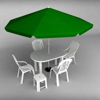 Garden plastic furniture set 3D Model