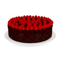 Chocolate Cake with Raspberries 3D Model