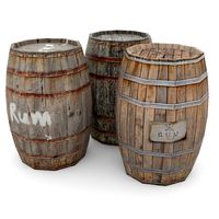 Wooden barrels low poly 3D Model