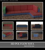 ID50011 Red and Blue Lined Sofa 3D Model