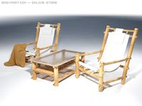 Bamboo chaise longue for the swiming pool 3D Model