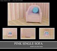 ID50016 Pink Single Sofa 3D Model
