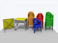 PVC Garden Chairs and table 3D Model