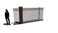 Metal Fence & Stone Column with Cap