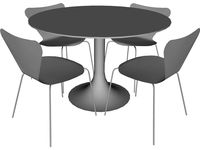 Table and Jacobsen Chairs