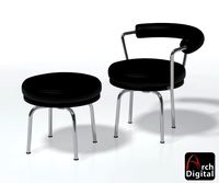 Toumant Chair and Ottoman 3D Model