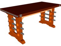 Butcher Block Table 3D CAD Model