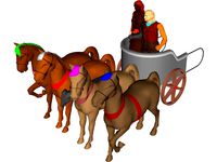Chariot with People and Horses