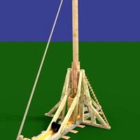 Blide, Tebuchet, Tribok beim Beschuss einer Burgmauer