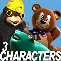 3 Cartoon characters bundle 3D Model