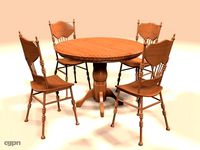 Wooden Dining Table - Four Seater3d model