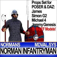 Medieval Norman Infantryman Props Poser Daz