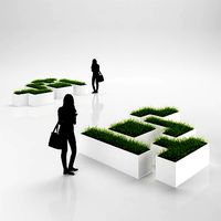 Tetris style pots with grass