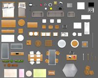 2d furniture floorplan top view PSD 3D model render realistic