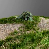 3d scanned tree stump and gras 3