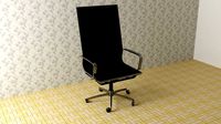 Low Poly Office chair Black leather and chrome
