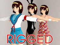 T pose rigged model of Haruhi anime girl