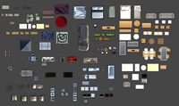 2d furniture floorplan top view PSD 3D model render realistic 3D