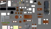 2d furniture floorplan top view PSD 3D model render black