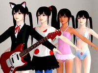 T pose nonrigged model of Azusa with various outfit