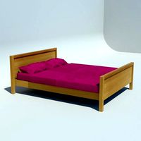 Kingsize double bed with pink bedlinen h83 w170 d214