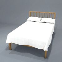 Small double bed with white bed linen h100 w127 d200 cm