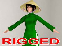 T pose rigged model of Mai with various outfit