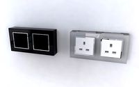 Retrotouch RTS2000 13A Dual Double Plug Socket Piano Black and White Glass