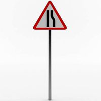 Road Narrows Sign