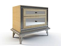 Aico Hollywood Swank Crystal Croc Upholstered Nightstand