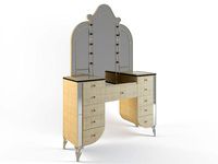 Aico Hollywood Swank Crystal Croc Upholstered Vanity and Mirror