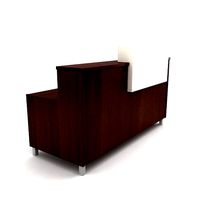 Brown wooden table reception desk 09 AM89