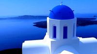 Blue dome church in Santorini