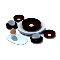 White And Brown Plastic Dinnerware
