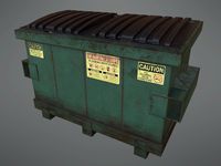 Lowpoly PBR Rusty Dumpster and Trashbag