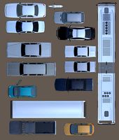 2d cars vehicules furniture floorplan top view PSD 3D model