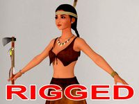 T pose rigged model of Native American girl Aiyana