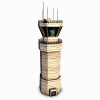 Low poly airbase control tower