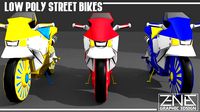 Low-Poly Motorcycle Street Bikes Game Ready Mobile App Friendly