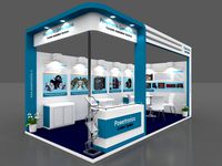 Exhibition stall 3d model 6x3 mtr 2 sides open PowertronicsStand