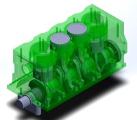 3D Solidworks 4 cylinders Engine plus awesome animation