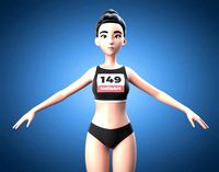 Cartoon Sport Girl with modular clothing